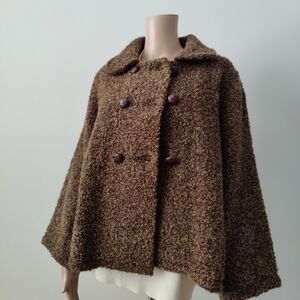 John Branigan Women's Double breasted Wool Brown Sweater Coat